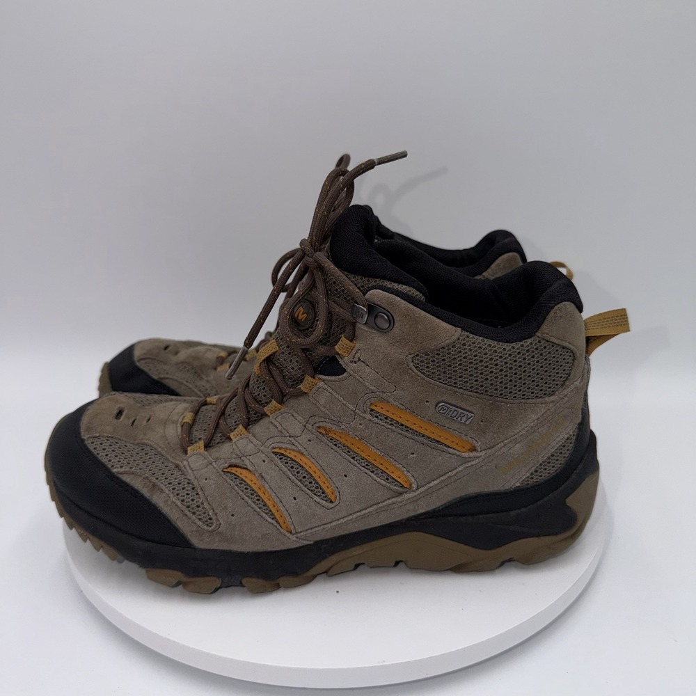 Merrell Mid Hiking Boots Mens Size 10 Brown Suede Waterproof Trail J09559